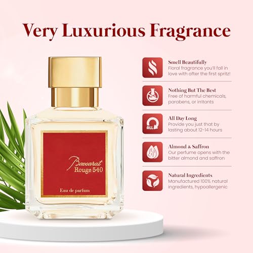 Of Baccarat Rouge 540 EAU de Parfum Inspiration - Long Lasting Daily 12-14 Hours ELIXIR DE Perfume 50% OF FRAGRANCE Concentrated Spray for Men, Women, – 99% Same Fragrance