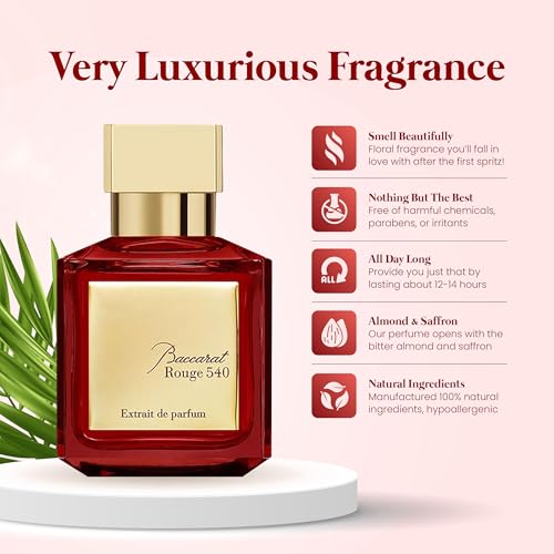 Of Baccarat Rouge 540 Extrait de Parfum Inspiration Bottle 50ml - Long Lasting Daily 12-14 Hours ELIXIR DE Perfume 50% OF FRAGRANCE Concentrated Spray,99% Same Fragrance